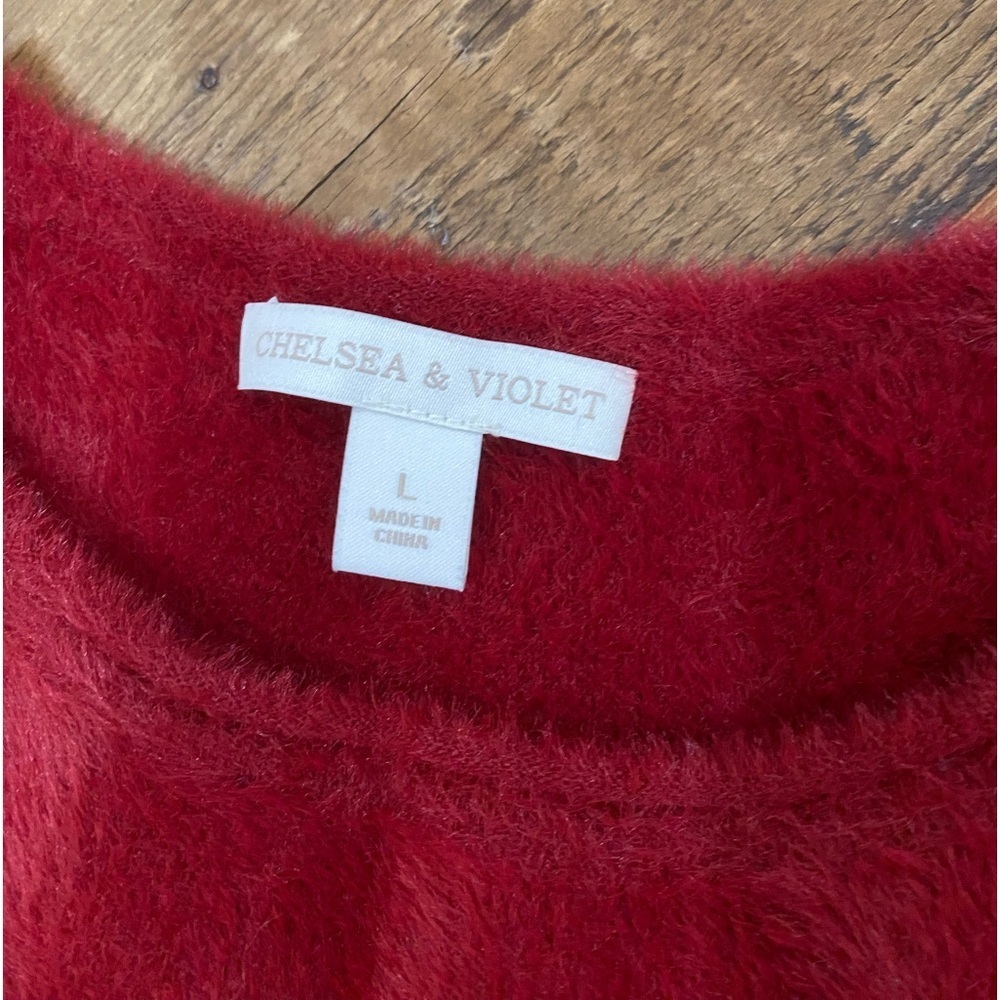 Chelsea & Violet Eyelash Pullover, Deep Red , Size Large - Picture 6 of 11
